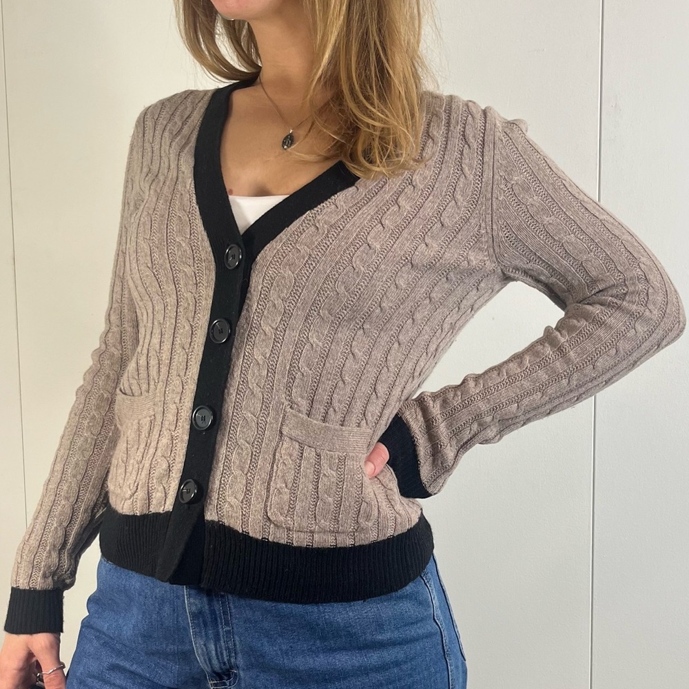 LOFT cable knit ringer cardigan